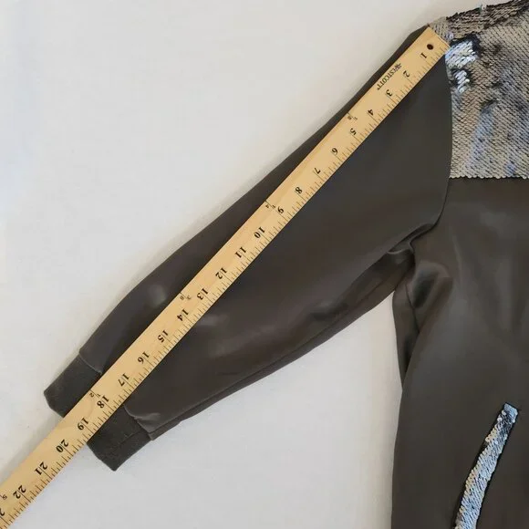 Democracy Sequin Embellished Satin Bomber Jacket Glam Disco Festival Party Cute - Picture 6 of 10